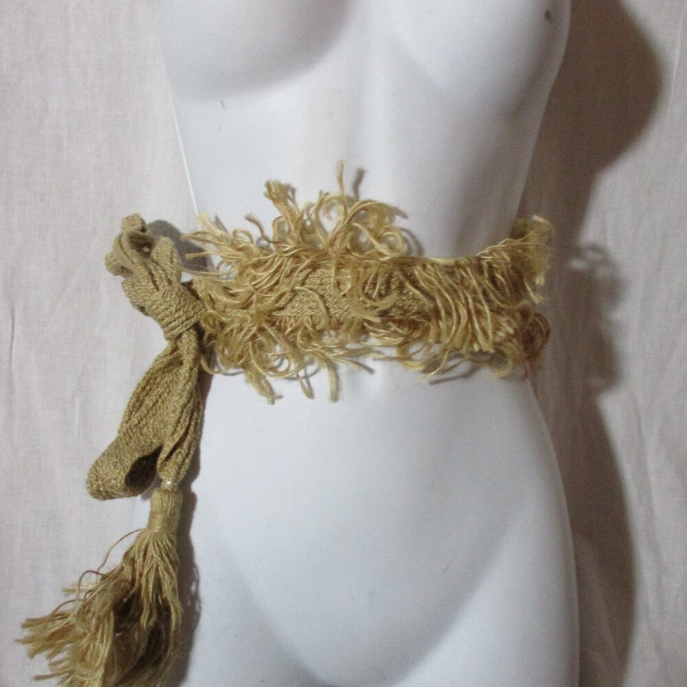 NEW JILL STUART Adjustable Woven Hemp Fringe String BELT BROWN